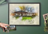 Personalized House photo Painting Gift Shack Cercle