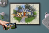 Personalized House photo Painting Gift Shack Cercle