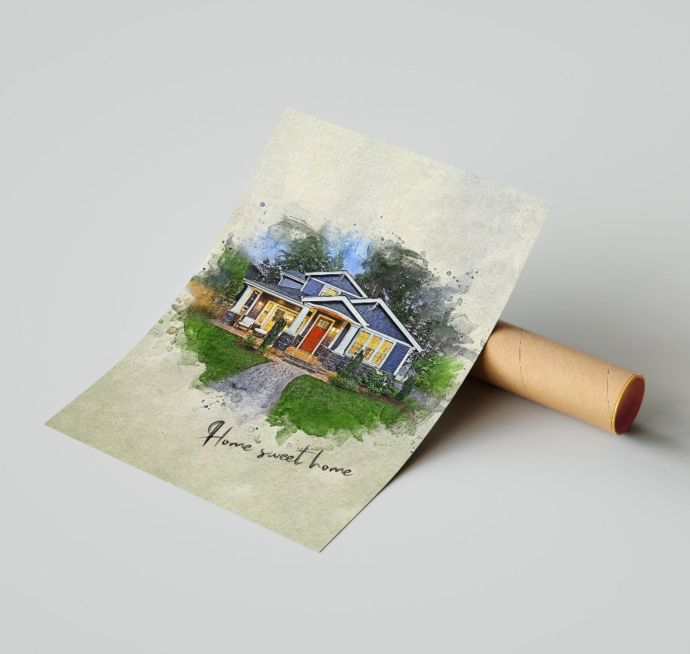 Personalized House photo Painting Gift Shack Cercle