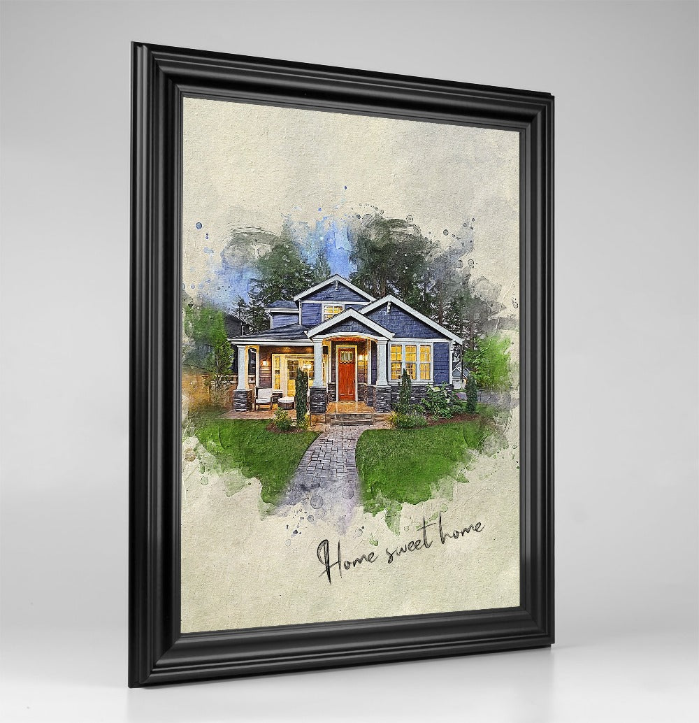 Personalized House photo Painting Gift Shack Cercle