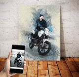 Personalized Motocycle photo Painting Gift Shack Cercle