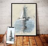 Personalized Boat photo Painting Gift Shack Cercle