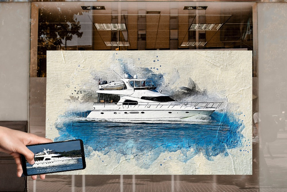 Personalized Boat photo Painting Gift Shack Cercle
