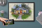 Personalized House photo Painting Gift Shack Cercle