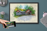Personalized House photo Painting Gift Shack Cercle