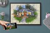 Personalized House photo Painting Gift Shack Cercle